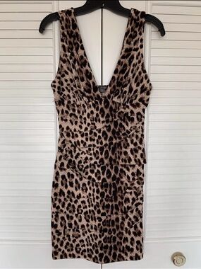 Forever 21 Sleeveless V-Neck Leopard Print Bodycon Dress